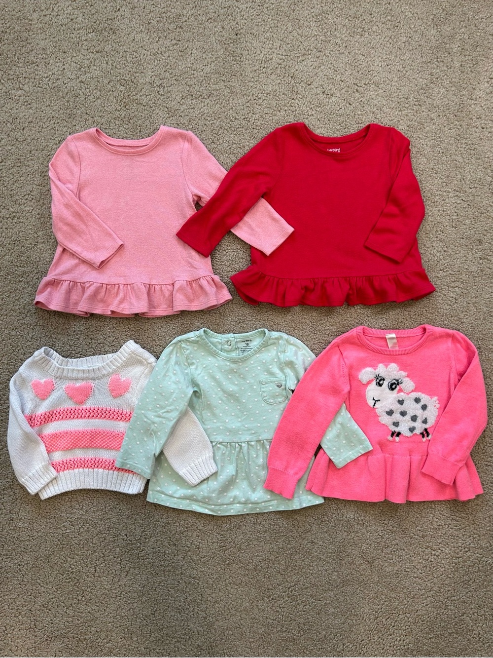 Girls Long Sleeve Tops Bundle Size 12-18 Months